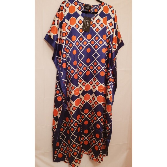 Women’s Kaftan Goddess Multicolor Lounge Dress One Size Resort Cruise Wear NWT - Picture 1 of 9